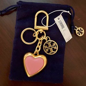NWT~TORY BURCH~ Pink City Heart Logo Keychain & Fob